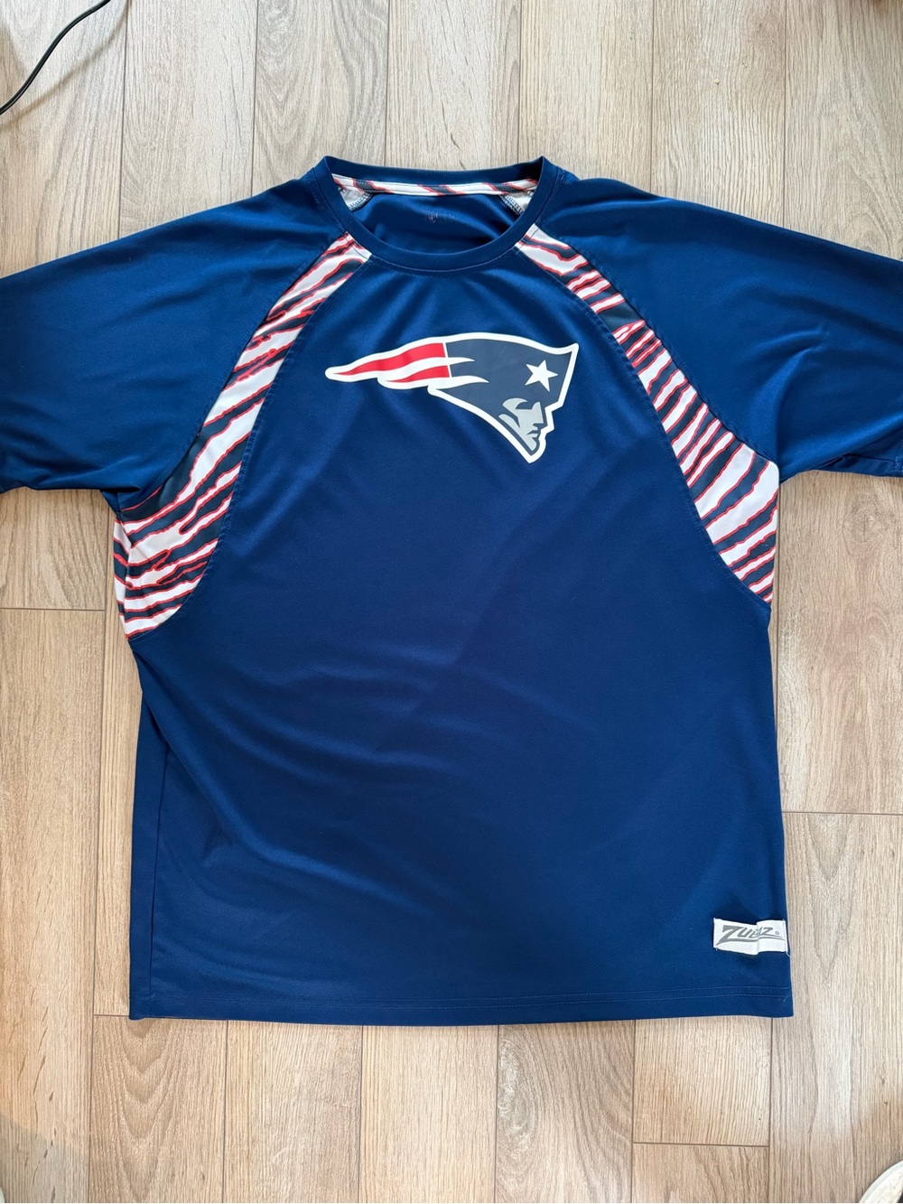 NFL New England Patriots Navy Short Sleeve Logo Tee with Red & White Accents